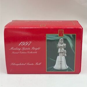 NEW 1997 Madison Avenue Collectible Silverplate Santa Bell In Original Box 5”